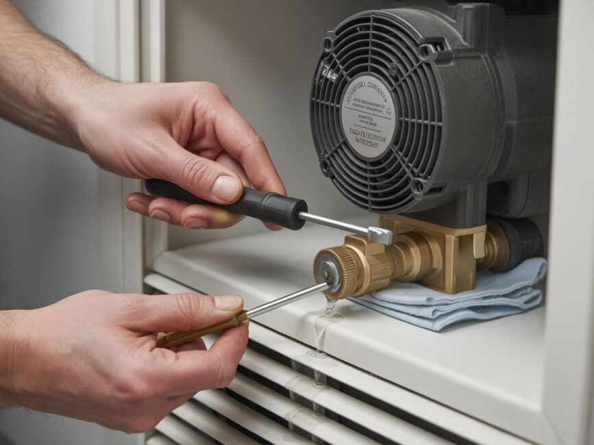 klucz płaski przy śrubie odpowietrzającej