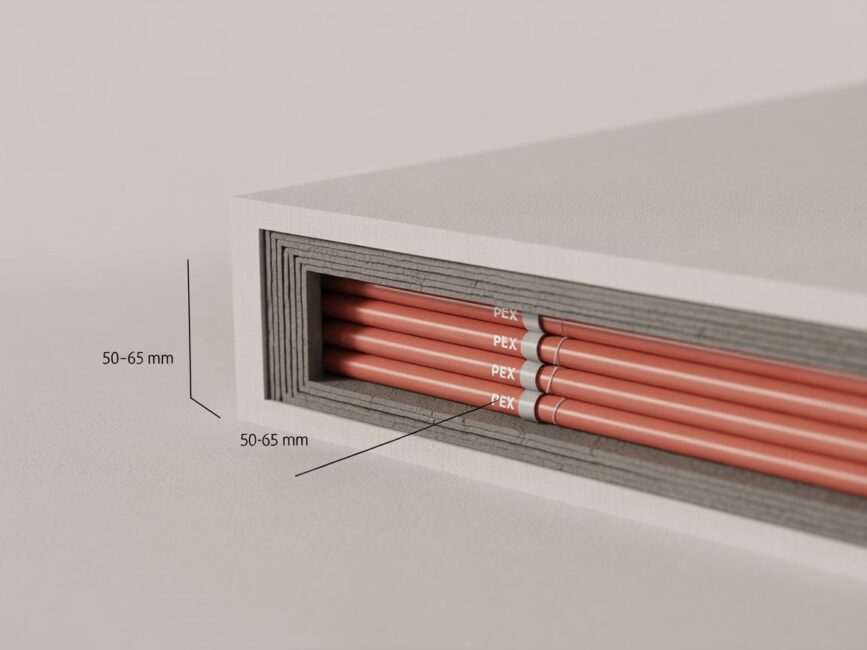 przekrój ogrzewania podłogowego