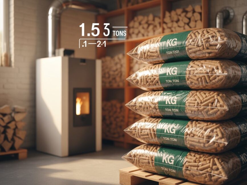 worki pelletu w garażu